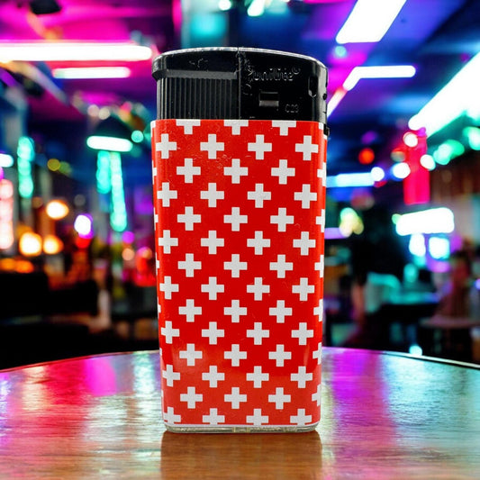 Feuerzeug mit Swiss Vibe – rot/weiss Style